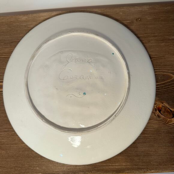VTG Santa Christmas Plate Rare 1965 Pottery Hand Signed by Artist Cookie Platter - Picture 5 of 8